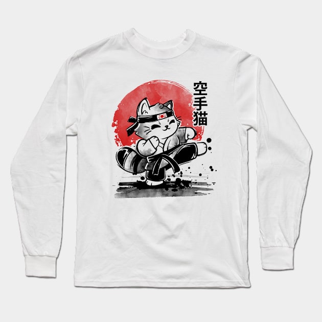 Karate cat Long Sleeve T-Shirt by NemiMakeit